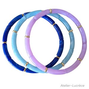 Bleu éléctric, bleu lagon, parme