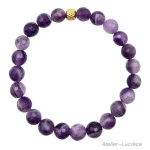 Bracelet d'améthyste, couleur violette, pierre naturelle
