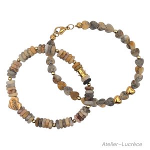 bracelet minéraux naturels d'agate. monté sur fil élastique.
